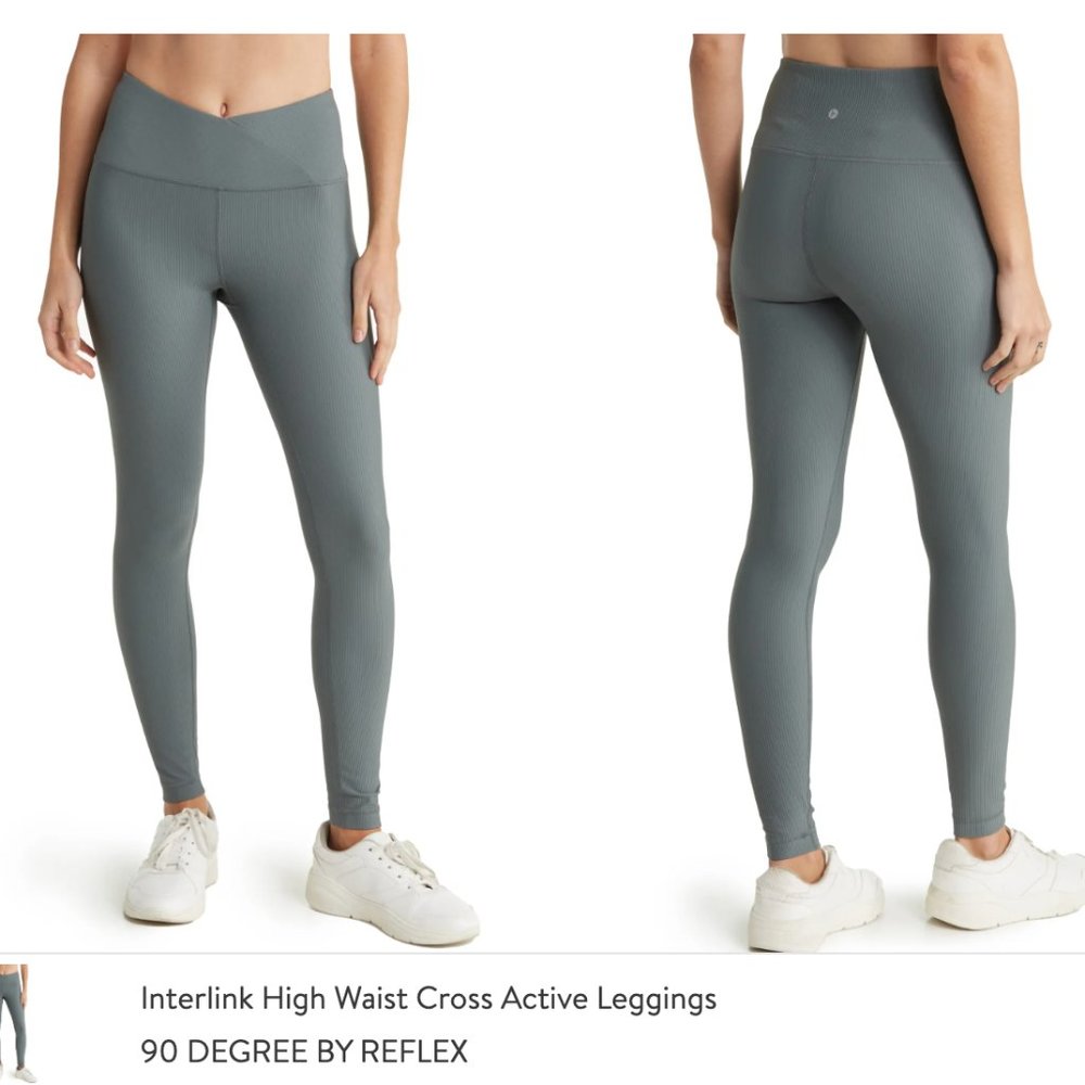 Interlink High Waist Cross Active Leggings - Mulled Basil